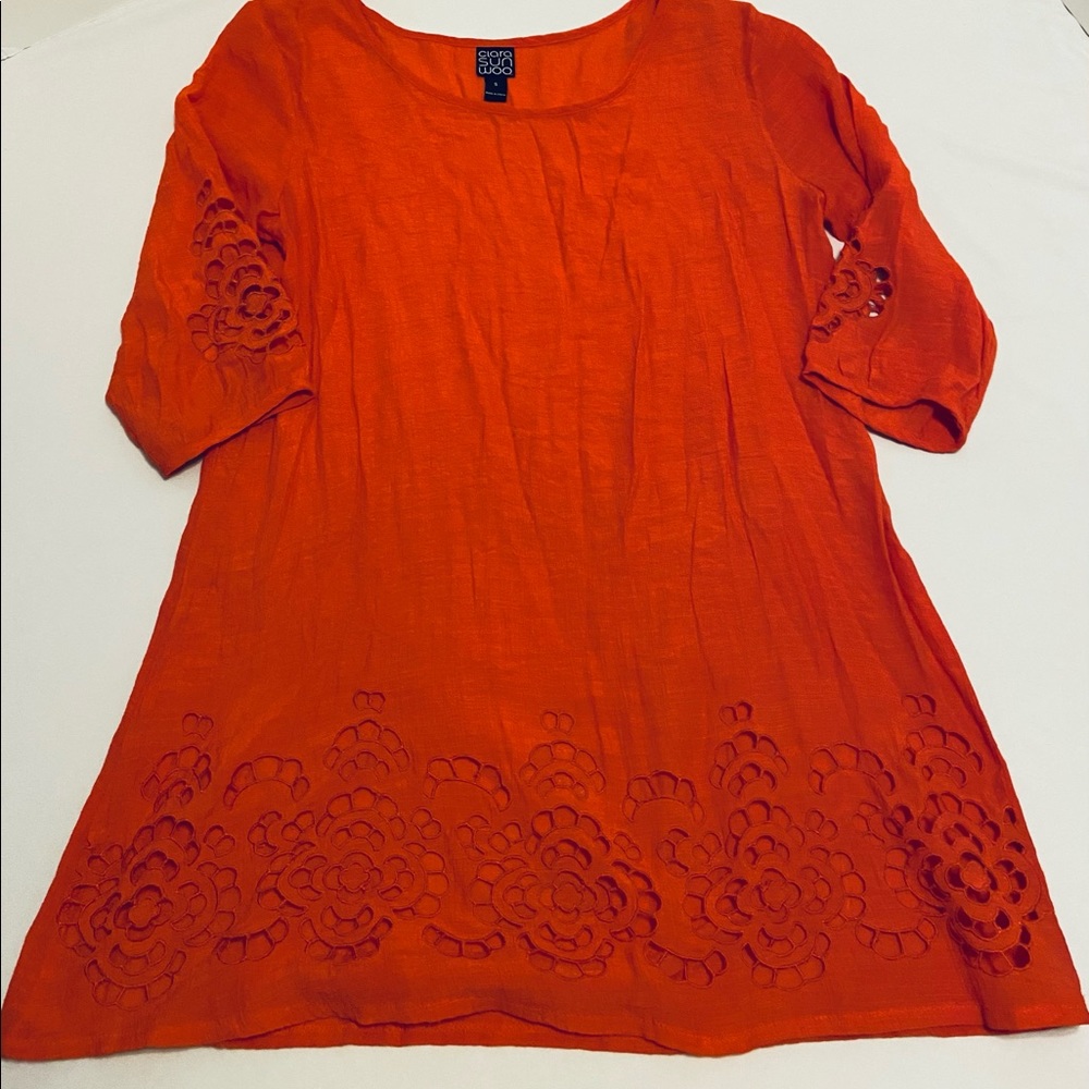 Beautiful Clara SunWoo Orange Swing Dress, size S